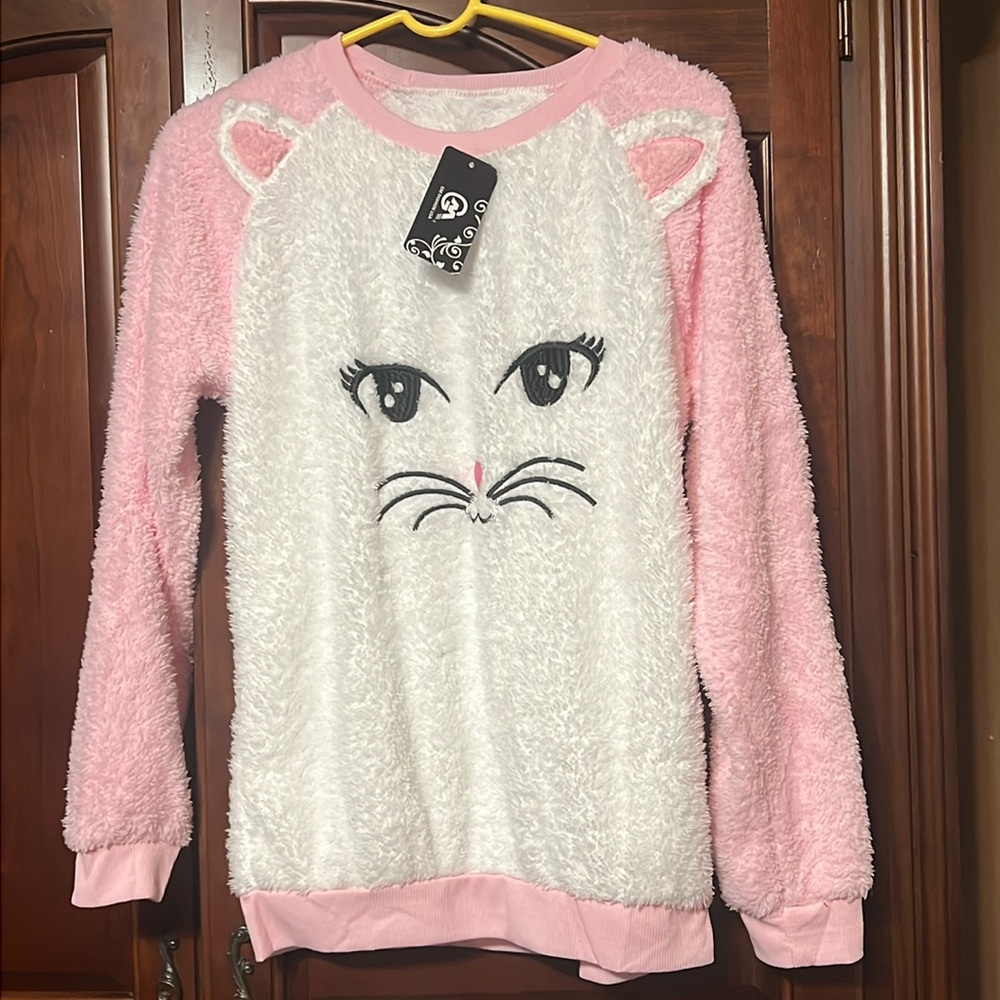 NWT GM FASHION USA pink & white pajama SET Size M/L